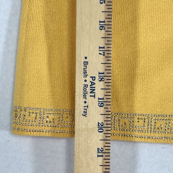 TIFFANY KNIT COLLECTION Yellow Cardigan Sweater Rhinestones USA Made - Picture 4 of 7